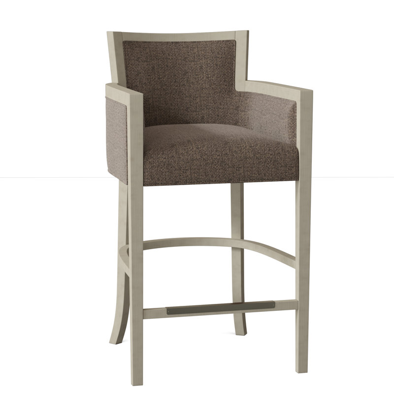 Albany Upholstered Stool with Solid Wood Frame, 9953 Willow 100% Polyester, Almond Buff, Bar Stool (30" Seat Height)