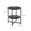 Petite petite table d'appoint ronde, table de bout de ferme à 2 niveaux, tables d'appoint pour petits espaces, tables de chevet pour le salon, tables basses avec tablette de rangement, noir