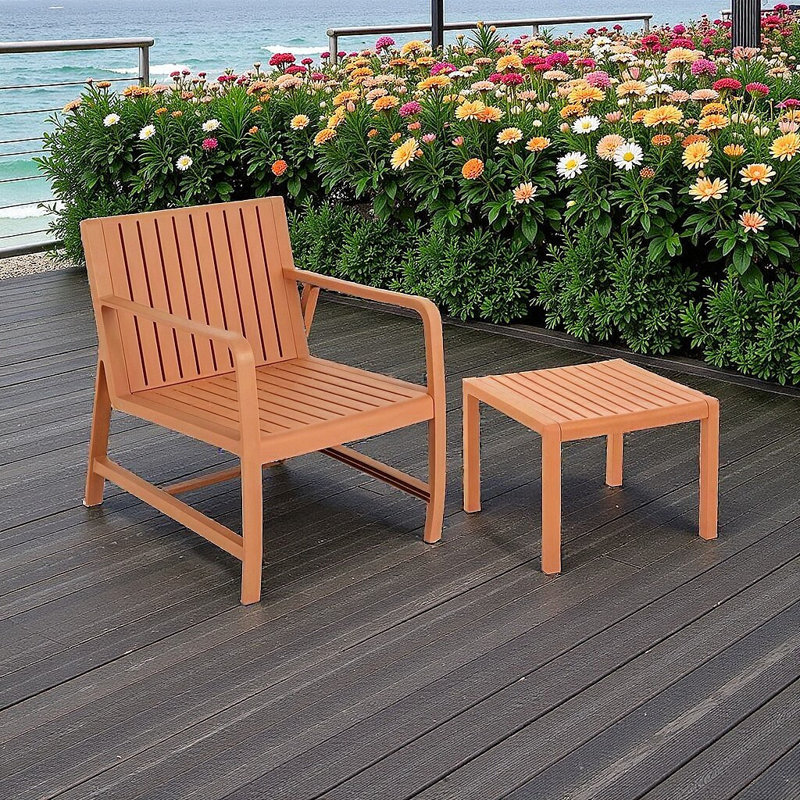Ensemble de conversation intérieur / extérieur 2 pièces - Matériau PP imperméable (1 chaise + 1 table basse), Orange