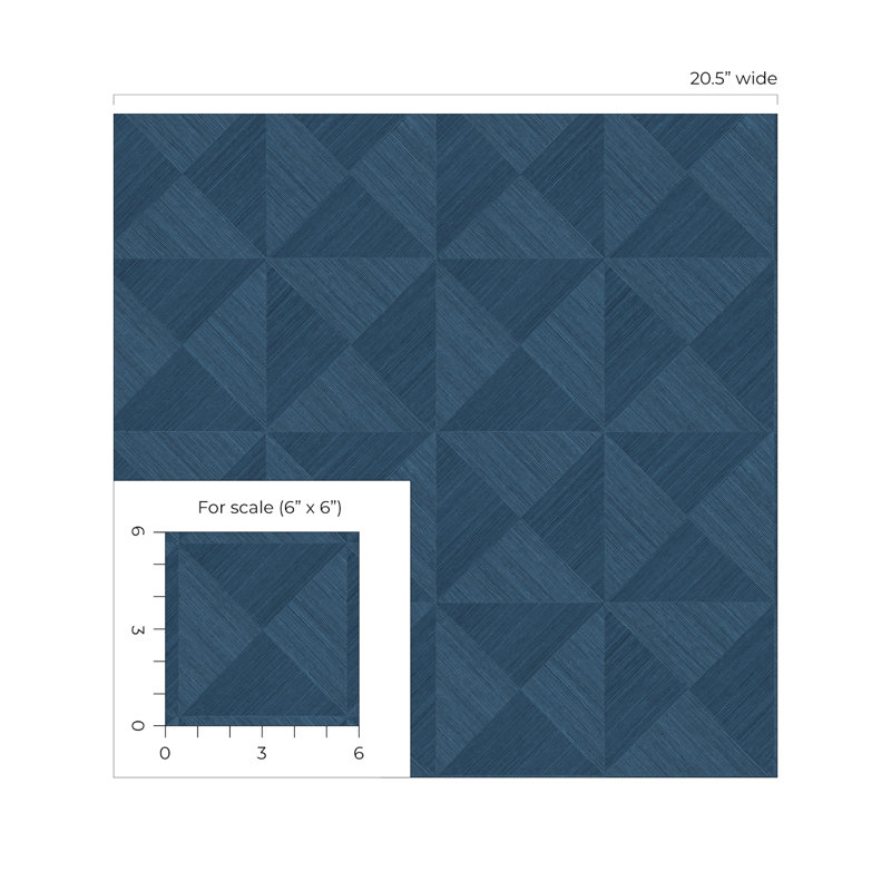 Geometric Vinyl Peel & Stick Wallpaper Roll, Denim Blue