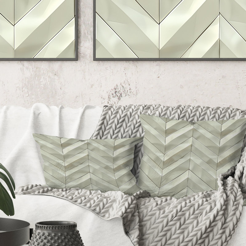 Contemporary Beige Chevron - Modern Lumbar Pillow