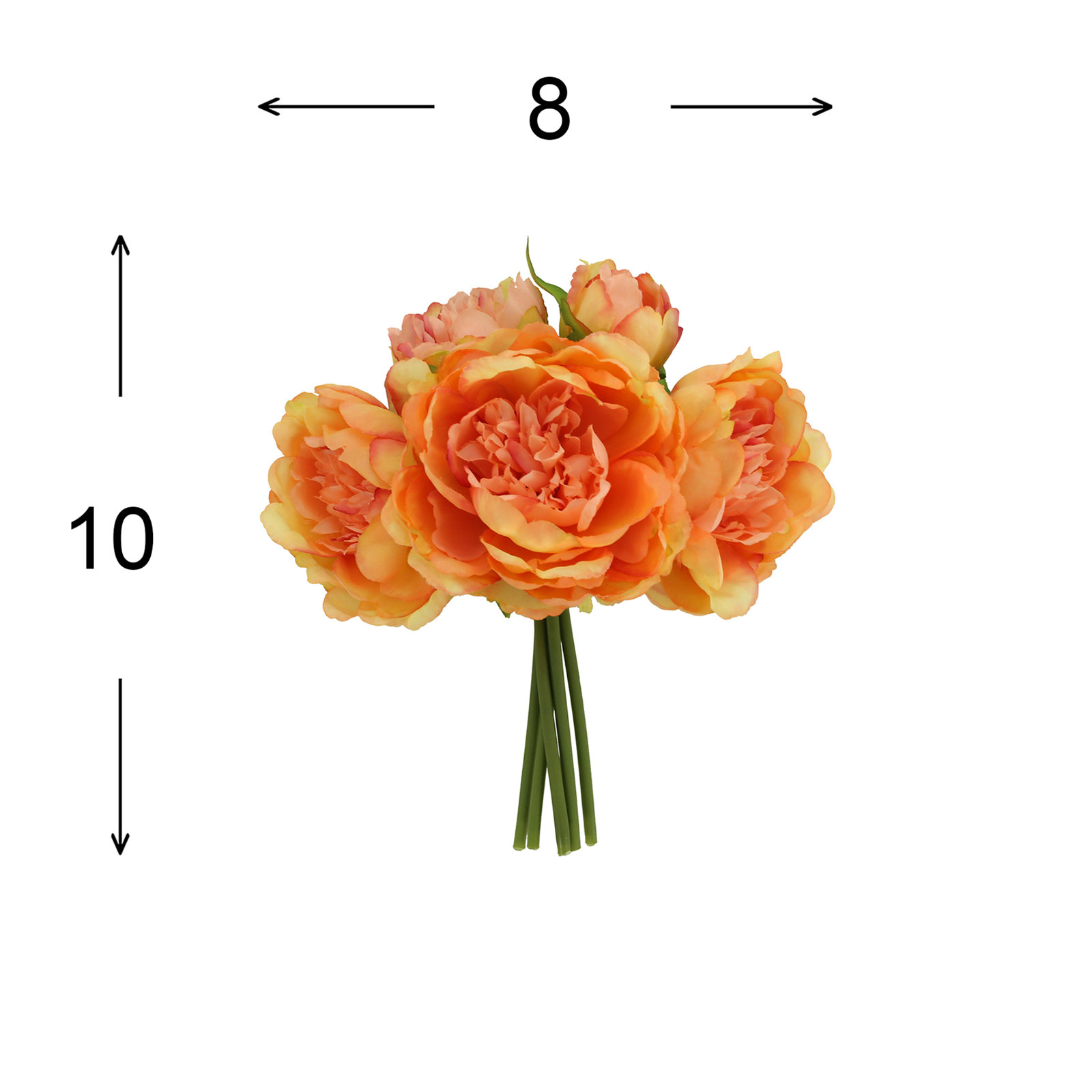 Faux Peony Stems, Orange