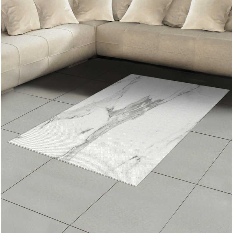 Tapis décoratif à longues fibres en polyester à haute densité de marbre, Rectangle— 4 pi x 5 pi 8 po