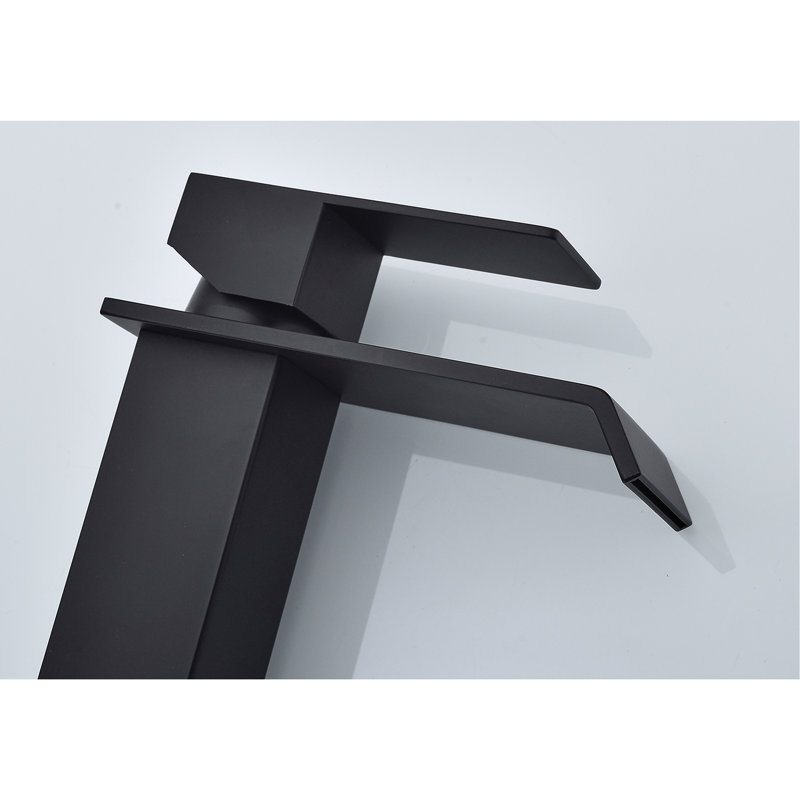 Stainless Steel Bathroom Sink Faucet With Waterfall Spout, Single Operation For Optimal Water Temperature And Flow, Matte Black Finish In Effect, Single Handle Effortless Adjustment, Made Of