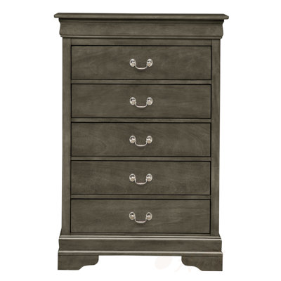 Commode Louis Phillipe G3105-CH, grise, de style traditionnel avec tiroirs durables et moulures élégantes pour les chambres à coucher modernes