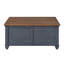 Table basse à plateau relevable 40 po, aucun assemblage requis, finition bleue en velours côtelé
