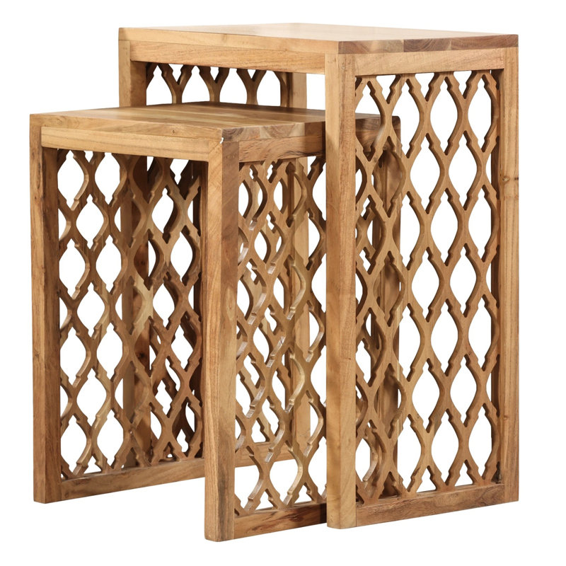 Acacia Wood Two Piece Nesting Tables