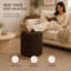 Pouf de rangement cylindrique Tessa de 16 po, recouvert de lin, avec couvercle amovible et rangement dissimulé, couleur chocolat-1788976963