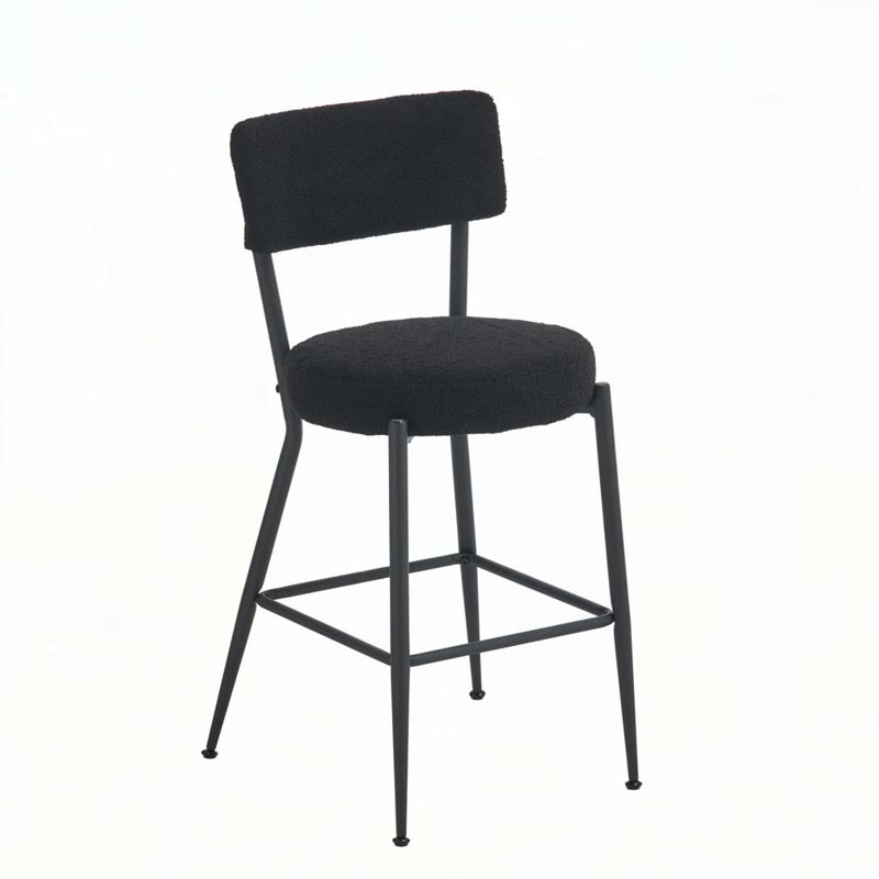 Tabouret de bar Teddy, Noir, Noir