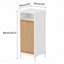 Armoire de salle de bain avec façade en bambou et panier à linge
