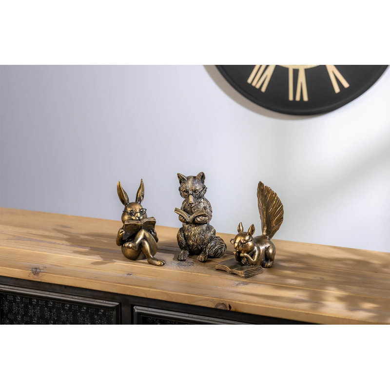 Reading Squirrel Figurine 6"H