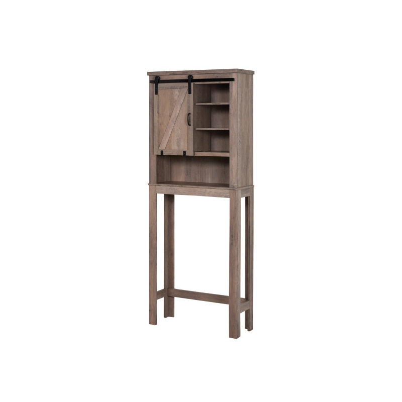 Over-the-Toilet Spacesaver Bathroom Storage with Sliding Barn Door