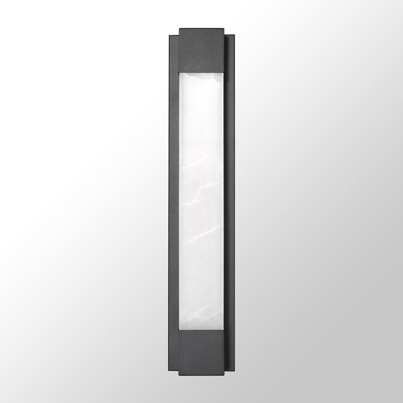 24" Dimmable LED Wall Mounted Sconce With Natural Spanish Marble Shade 5 Colors Adjustable, Black