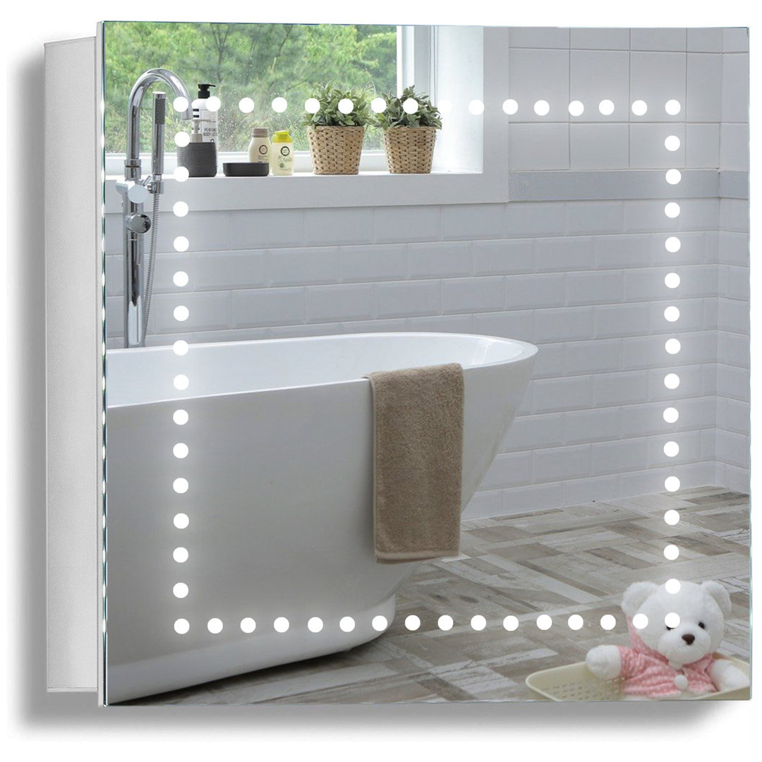 Segovia 500mm W 500mm H Surface Frameless Medicine Cabinet Mirror 2 Adjustable
