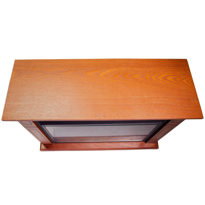 Vintage Oak Electric Mobile Fireplace with Tri-Color Flame