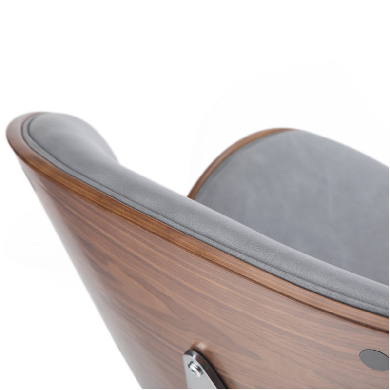 Marana - Tabouret de bar pivotant réglable en bois courbé - Gris pierre