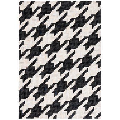 Rashima Hand Woven Leather Houndstooth Rug