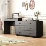 95.6'' Extendable Makeup Vanity Desk With Flip-Top Mirror And Storage Drawers Home Office Desk