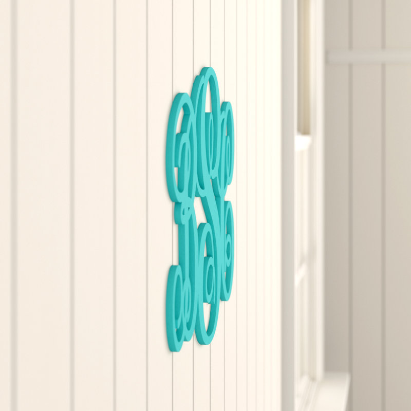 Décoration murale monogramme à 3 lettres, Oui, Bleu lagune, H 24 po x l 32 po