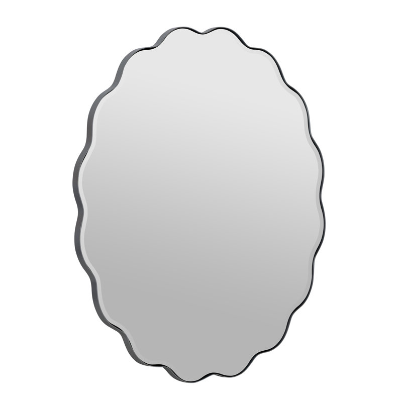 Cleo Scalloped Metal Mirror, Silver