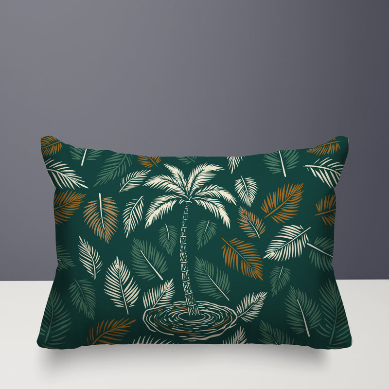 Oreiller rectangulaire réversible intérieur / extérieur Palmgroove Palm, Rectangle H 18 po x l 25 po, Vert