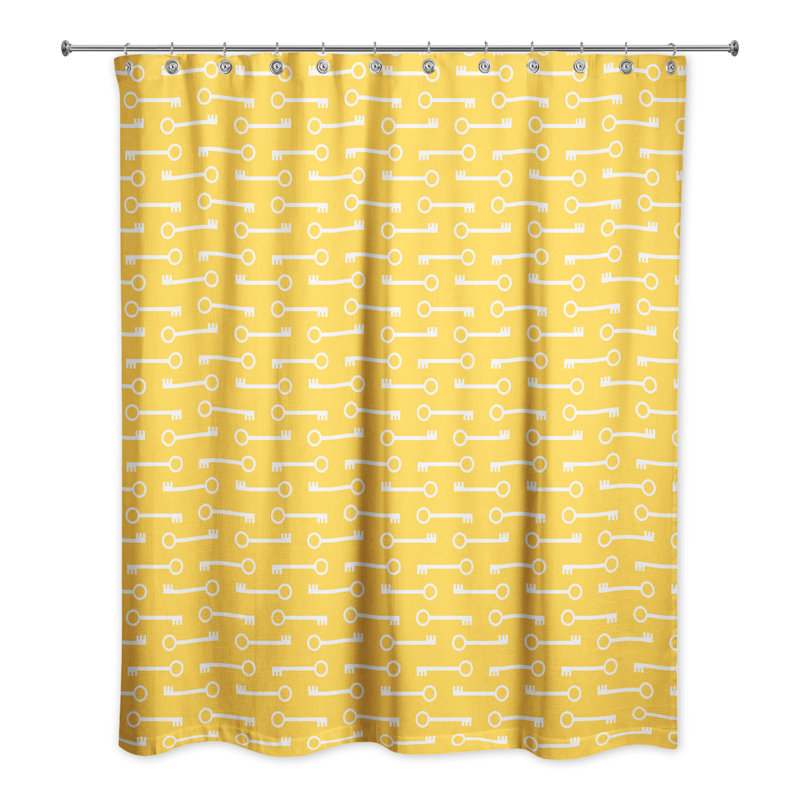 Rideau de douche simple Teo, Blanc / Jaune