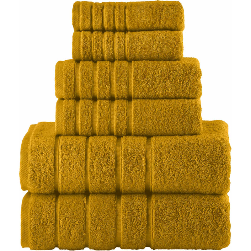 Elegant Comfort 4 Lines Viscose Stripe 6-Piece Premium Towel Set - 100% Turkish Cotton High Absorbent Luxury Bathroom Towels – Includes 2 Washcloths, 2 Hand Towels And 2 Bath Towels Set
