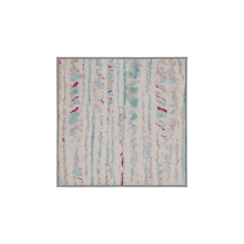 Machine Washable Gray Area Rug, Square 4'