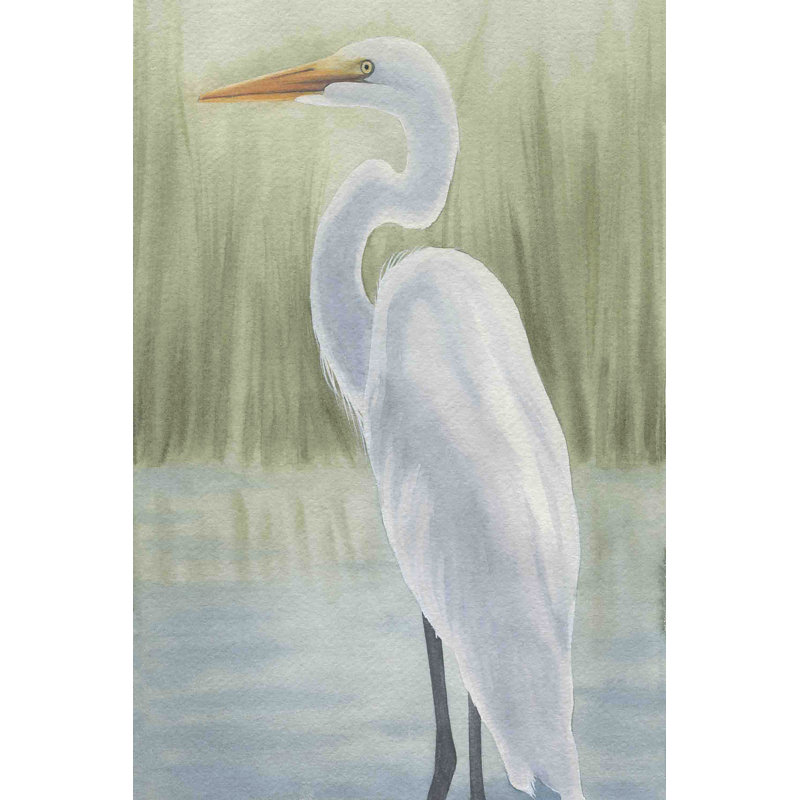 Aathish «Dreams Of Egrets I» par Grace Popp, reproduction de peinture à l'aquarelle, H 18 po x l 12 po, No, Wrapped Canvas