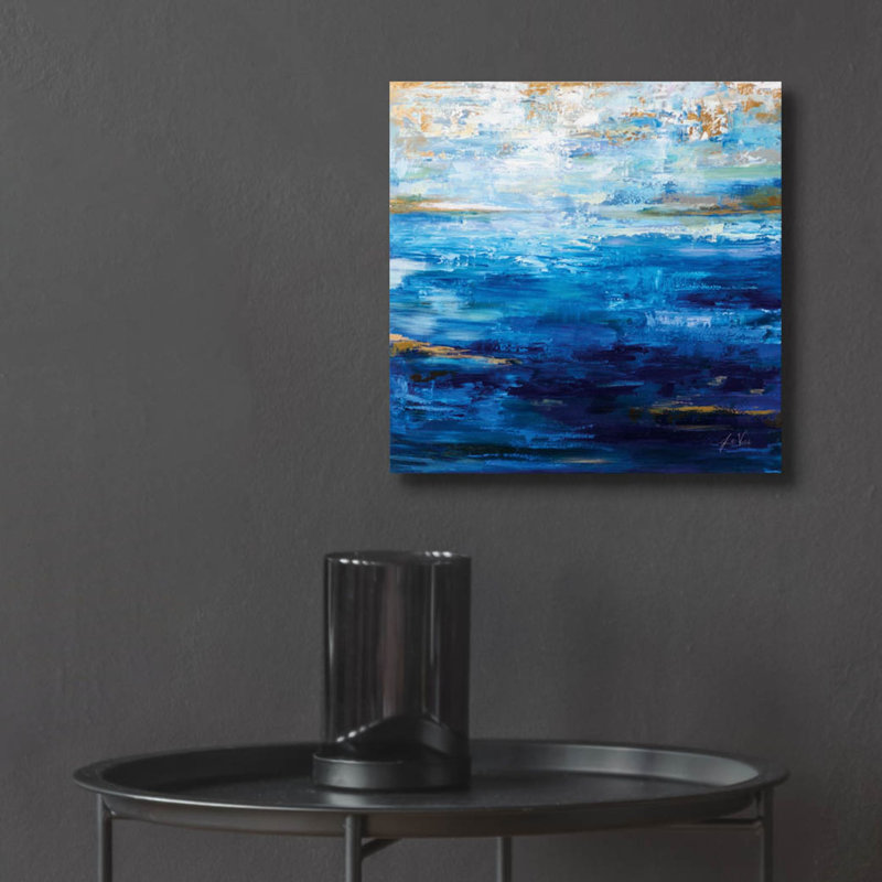 «Deep Blue» par Jeanette Vertentes, art mural en verre acrylique, H 12 po x l 12 po x P 0,13 po