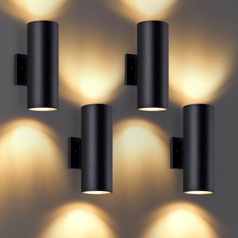 Applique murale d'extérieur moderne cylindrique moderne E26 noir mat, lumière de porche imperméable, applique extérieure, pour patio, garage, porte