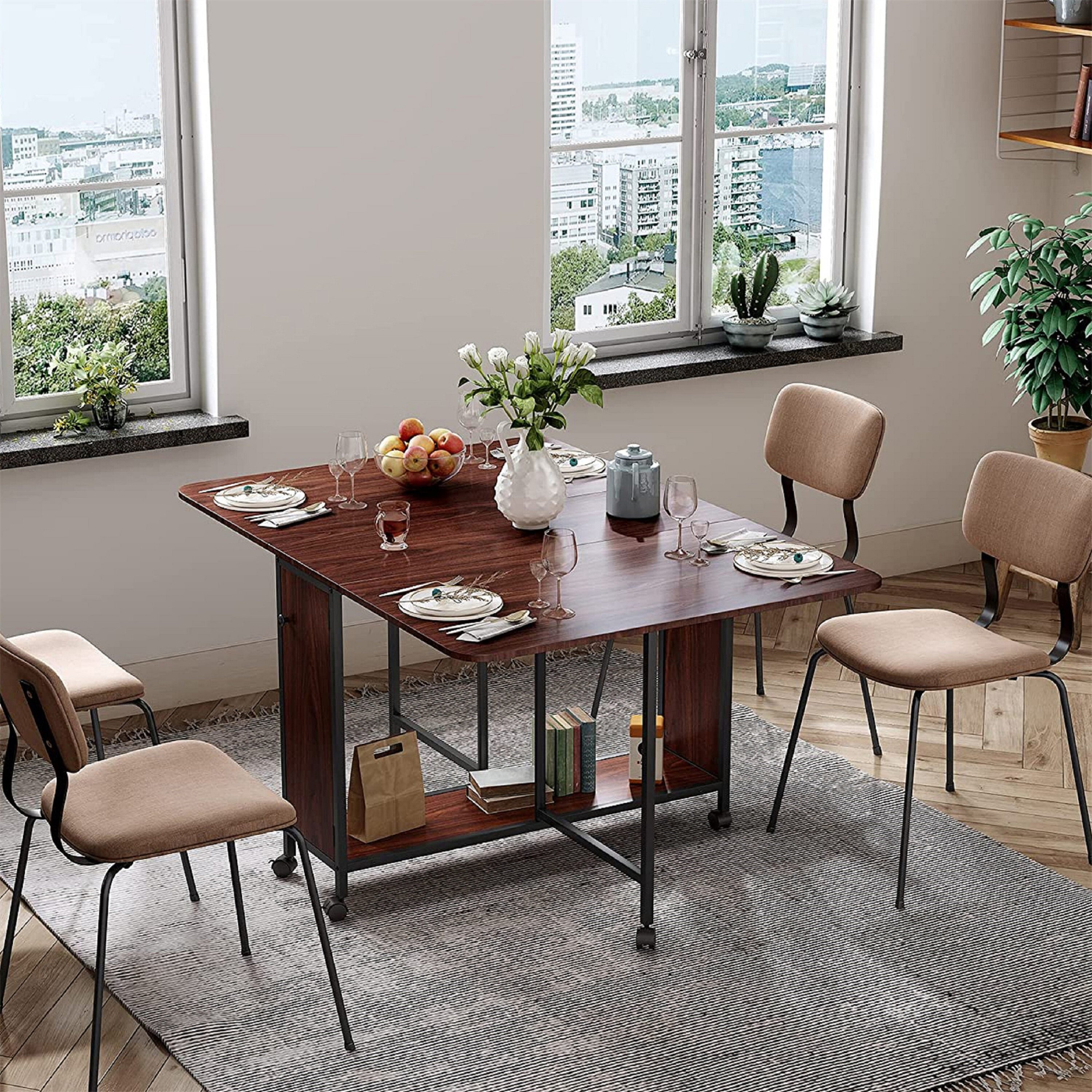 Extendable dining table for small space hot sale