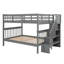 Stairway Full-Over-Full Bunk Bed With Storage And Guard Rail For Bedroom, Dorm, Grey