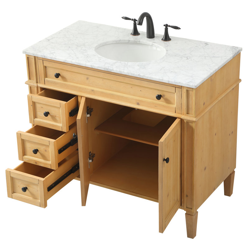 Ensemble de meuble-lavabo simple 40 "Rivers, Bois naturel