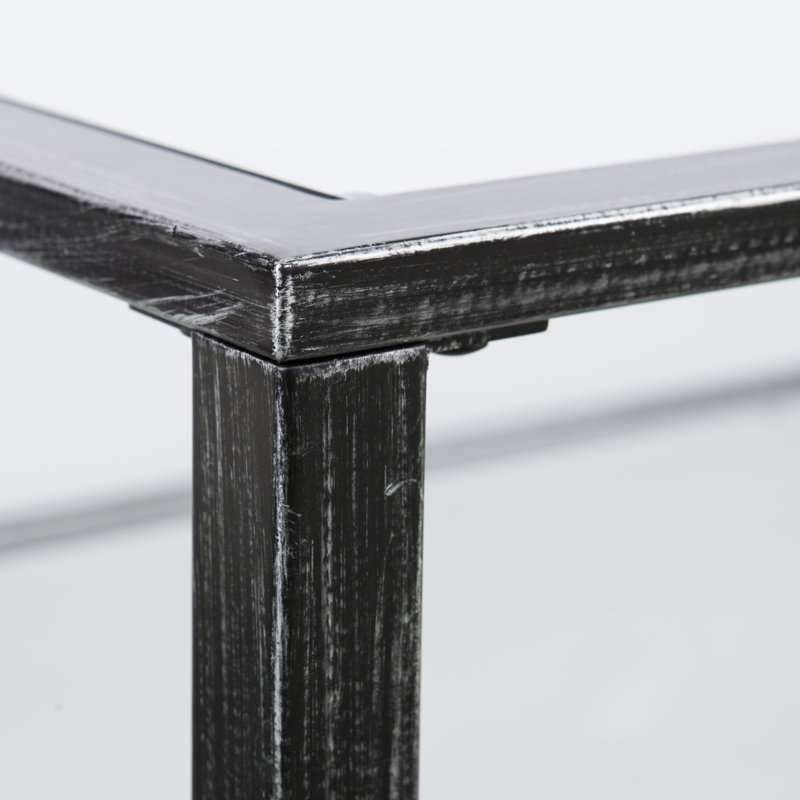 Jordyan Glass Top Coffee Table, Black, 18.75" H x 48.25" W x 24.5" D