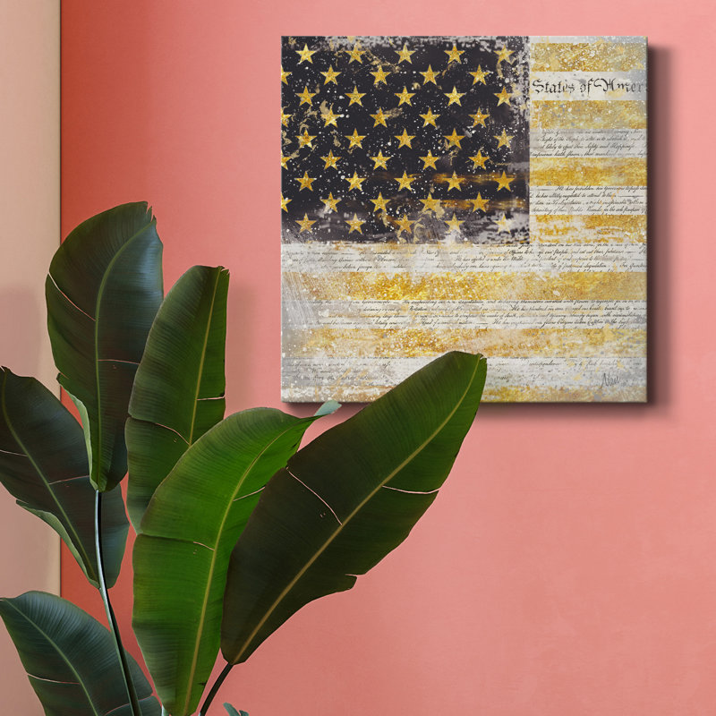 Drapeau américain - impression sur toile tendue, H 16 po x l 16 po x P 1 po