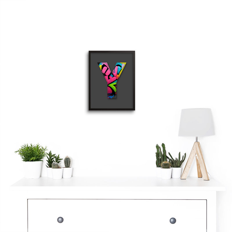 Letter Y Colourful Brick - Single Picture Frame Print