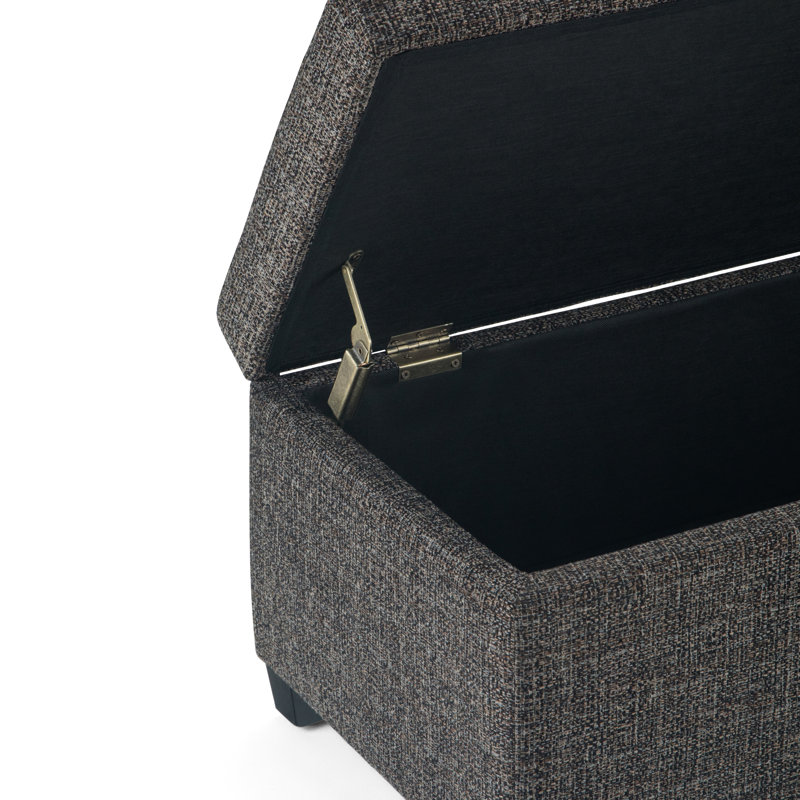 Dark Gray Tweed Upholstered Storage Ottoman Bench