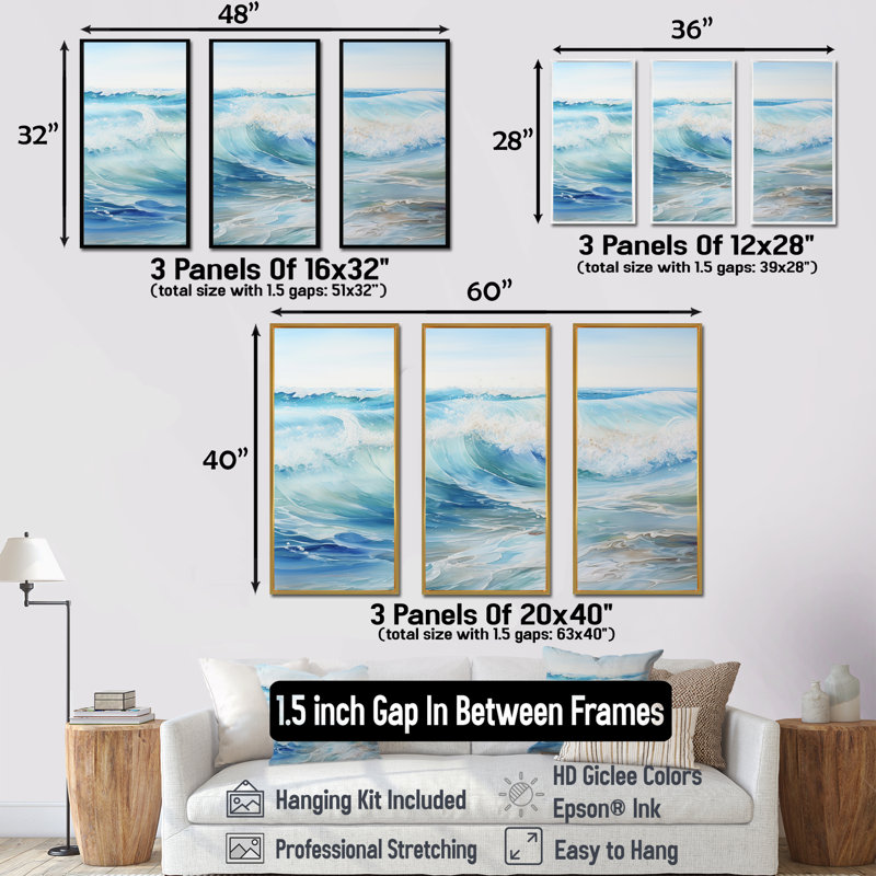 «Ocean Charm», art mural sur toile océanique, H 28 po x l 36 po x P 1 po, Cadre flottant noir