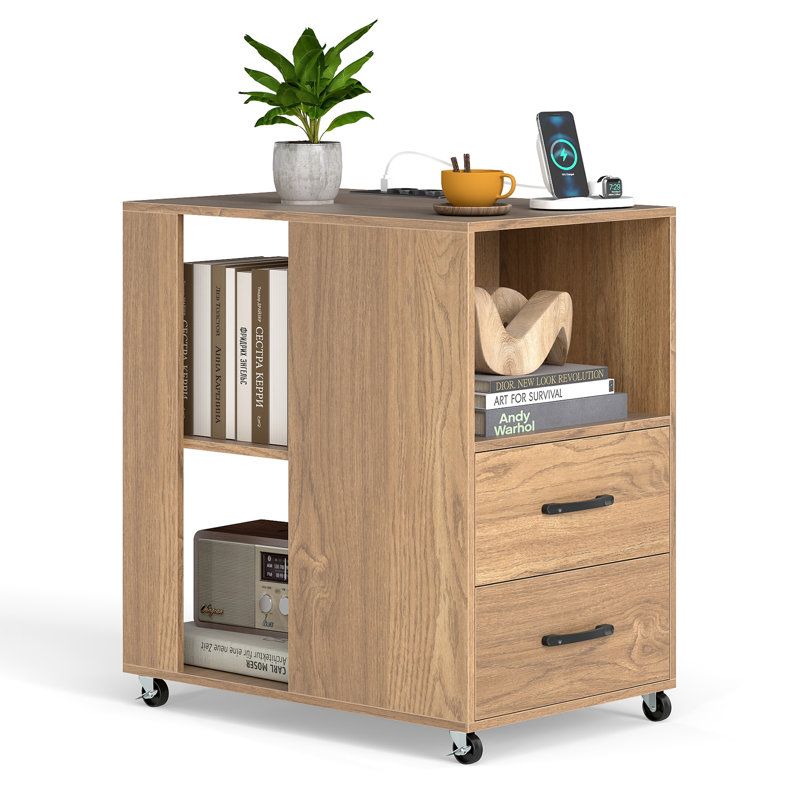 60cm W Manufactured Wood Bedside Table, Brown