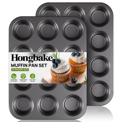 Mini Muffin Top Pan for Baking, Premium 12 Cavity Small Whoopie Pie Pan, Nonstick Yorkshire Pudding Pan for Pansuffin, Moon Pie, Cookies, Dishwasher Safe and Easy to Clean