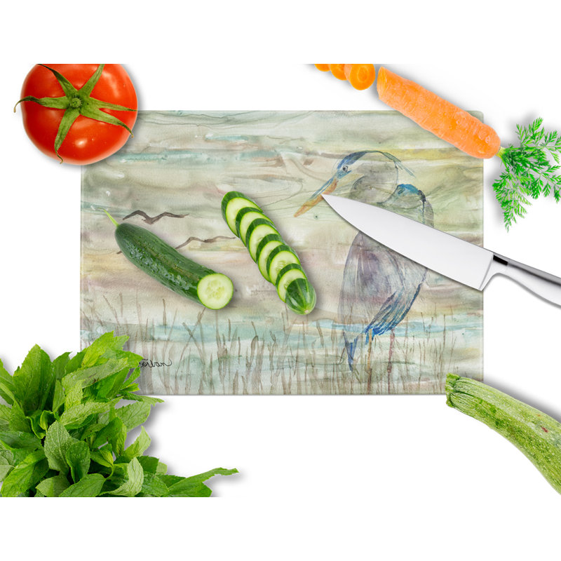 Caroline's Treasures Tempered Glass Heron Cutting Board, Blue Sunset