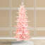 Deluxe Pre-Lit Pink Flocked Slim Fir Artificial Christmas Tree – 260 Warm White & Multi-Colour Lights, 9 Functions with Foot Pedal-129208493