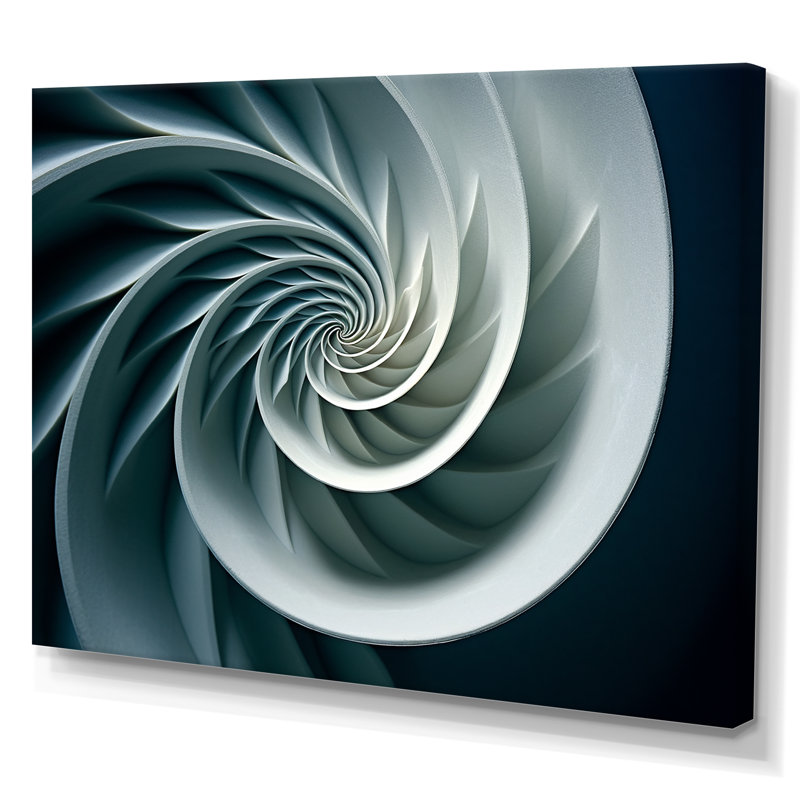 Turquoise coquille spirale de poisson sur toile, H 34 po x l 44 po x P 1,5 po, Toile tendue