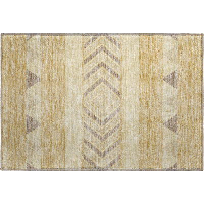 Premium Machine Washable Prisco Gold Rug