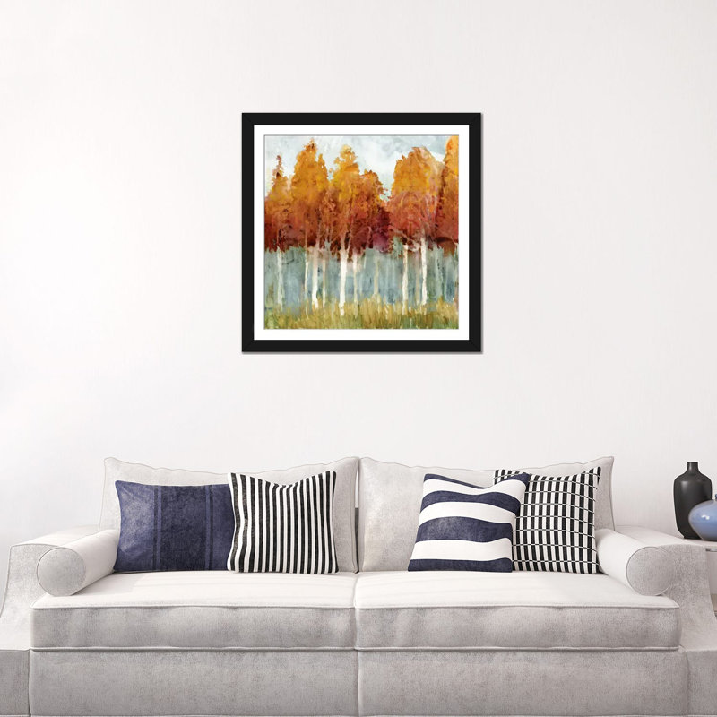 «Birch II», reproduction sur toile, H 24 po x l 24 po x P 1 po, Papier beaux-arts encadré noir, Blanc