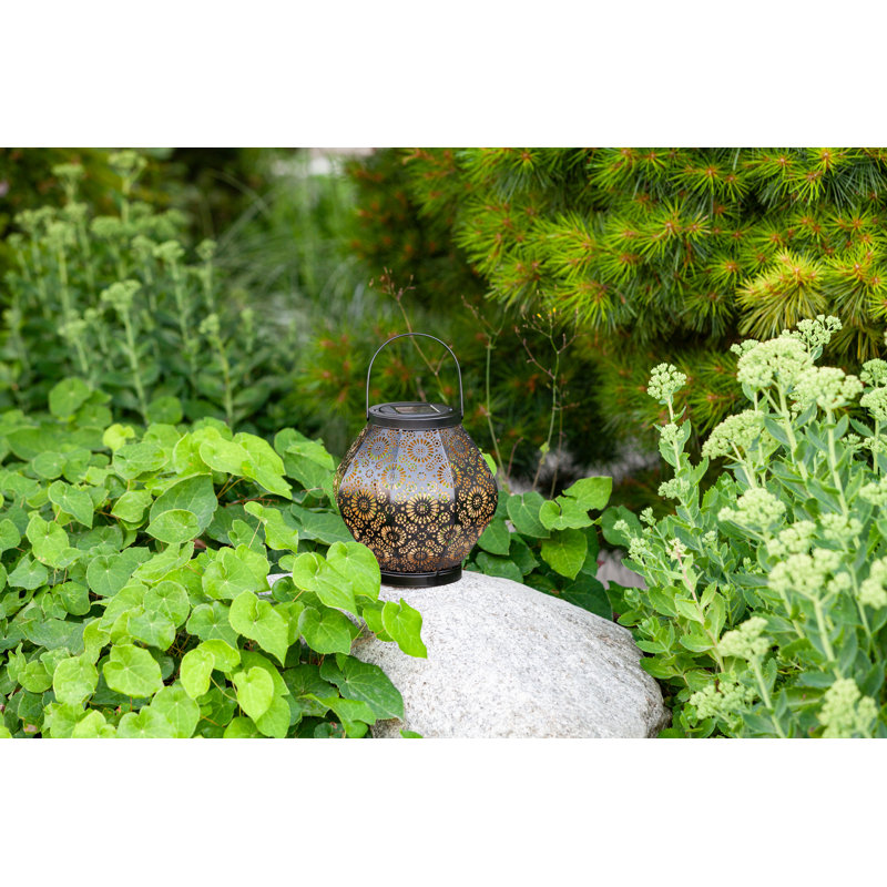 7.9'' Solar Powered Outdoor Hanging Light, Black