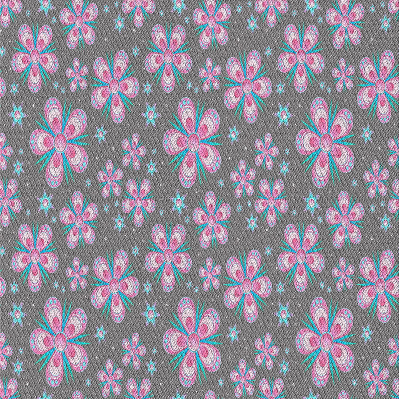 Tapis gris/zone rose à motifs, Carré 7 pi