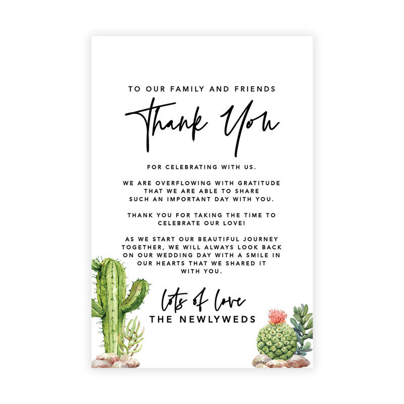 Coffrets de mariage «Desert Thank Cacti» pour réception de table, assiettes, famille, amis, paquet de 56