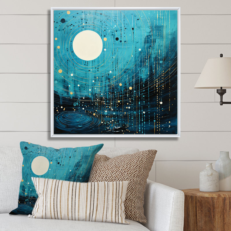 Blue Minimalism Horizon II - Print, 24" H x 24" W x 1" D, White Floater Framed